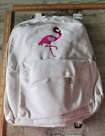 Fashion White Pu Geometric Embroidered Large Capacity Backpack