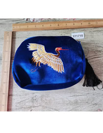 Fashion Blue Geometric Velvet Embroidered Crossbody Bag