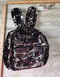 Fashion Black Sequin Rabbit Ears Large Capacity Backpack
