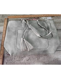 Fashion Grey Pu Large Capacity Shoulder Bag