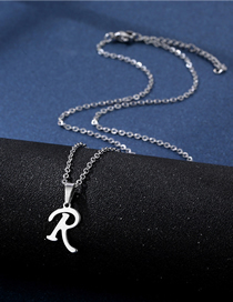 Fashion R Stainless Steel Glossy 26 Letter Necklace