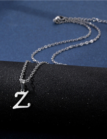 Fashion Z Stainless Steel Glossy 26 Letter Necklace