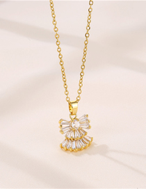 Fashion Gold Titanium Steel Diamond Angel Necklace