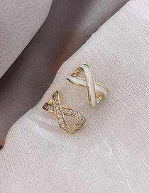 Fashion Gold Alloy Diamond Cross Stud Earrings
