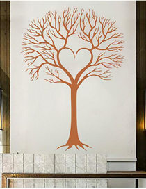 Fashion 57*62cm Brown Pvc Love Tree Wall Sticker