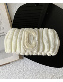 Fashion Milky White Woolen Knitted Letter Embroidery Headband