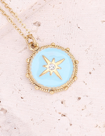 Fashion 1#blue Stainless Steel Oil Dripping Star Necklace
