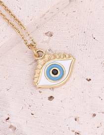 Fashion 11#lake Blue Stainless Steel Dripping Eyes Necklace