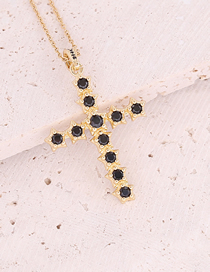Fashion 4#black Copper Inlaid Zirconium Cross Necklace