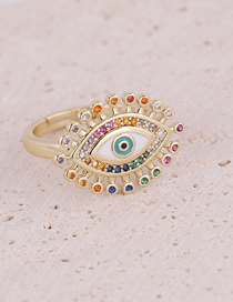 Fashion 1# Copper Inlaid Zirconium Butterfly Eye Geometric Ring