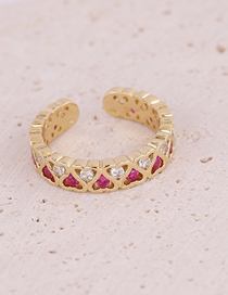 Fashion 1# Copper Inlaid Zirconium Eye Love Geometric Ring