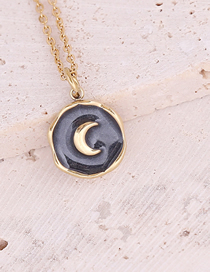 Fashion 13# Stainless Steel Oil Drop Eye Cross Moon Geometric Necklace