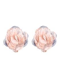 Fashion Pink Alloy Fabric Flower Earrings