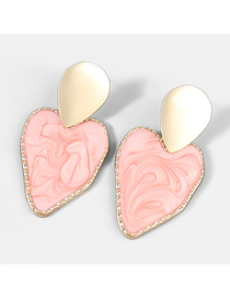 Fashion Pink Alloy Drop Oil Geometric Love Stud Earrings