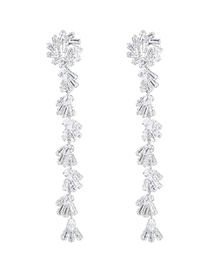 Fashion Silver Alloy Diamond Flower Earrings