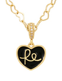 Fashion Black Copper Inlaid Zirconium Drop Oil Letter Love Necklace