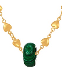 Fashion Green Titanium Steel Love Heart Resin Pendant Necklace