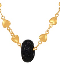 Fashion Black Titanium Steel Love Heart Resin Pendant Necklace
