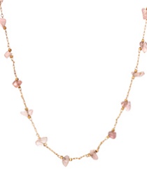 Fashion Pink Irregular Natural Stone Necklace With Titanium Steel Chain