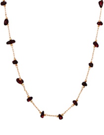 Fashion Crimson Irregular Natural Stone Necklace With Titanium Steel Chain