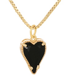 Fashion Black Copper Inlaid Zirconium Heart Necklace