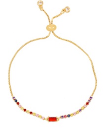 Fashion Red-2 Copper Inlaid Zirconium Square Chain Bracelet