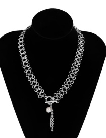 Fashion White K Metal Buckle Chain Necklace