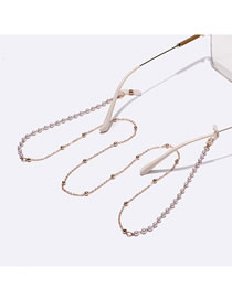 Fashion Gold Metal Geometric Beads And Pearl Stitching Glasses Chain