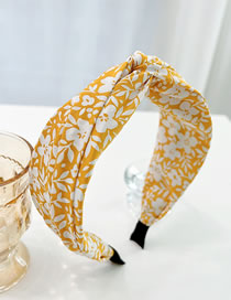 Fashion Yellow Calico Cross Headband Fabric Printed Color Matching Cross Headband