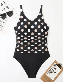 Fashion Black Polyester Polka Dot One-piece Swimsuit