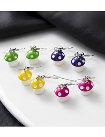 Fashion Color Resin Three-dimensional Mushroom Earrings