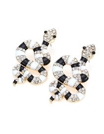 Fashion Black And White Alloy Oil Drop Diamond Serpentine Earrings