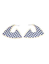 Fashion Blue Alloy Dripping Geometric Plaid Earrings