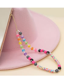 Fashion Color Imitation Pearl Color Striped Beads Beaded Glass Eye Mottling Soft Ceramic Phone Chain