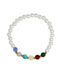 Fashion White Pearl Beaded Geometric Bracelet