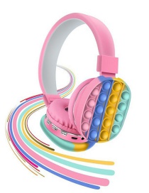 Fashion Pink Rainbow Silicone Push Unicorn Wireless Headset