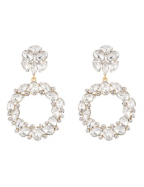 Fashion White Alloy Diamond Irregular Stud Earrings