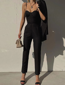 Fashion Black One-shoulder Small Vest Straight Trousers Suit