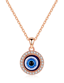 Fashion Rose Gold Metal Diamond Round Eye Necklace