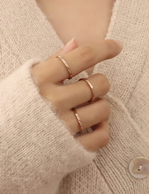 Fashion Rose Gold Color Ring Titanium Steel Gold-plated Plain Ring Ring Set