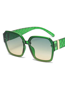 Fashion Green Large Square Frame Rice Nail Mesh Sunglasses