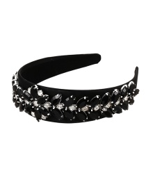 Fashion Black Fabric Diamond-studded Water Drop Headband