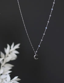 Fashion Silver Color Titanium Steel Geometric Moon Necklace