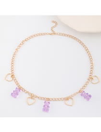 Fashion Purple-necklace Resin Smiley Metal Heart Necklace