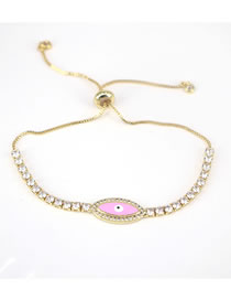 Fashion Pink Copper Inlaid Zirconium Drip Oil Eye Bracelet