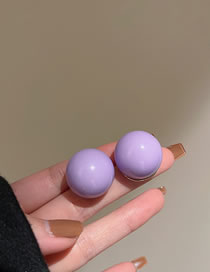 Fashion Purple Acrylic Geometric Ball Stud Earrings