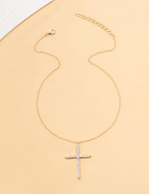 Fashion Gold Color Alloy Diamond Cross Necklace