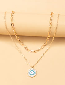 Fashion Gold Color Alloy Diamond Round Eye Double Necklace