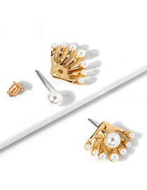 Fashion Gold Color Alloy Pearl Clutch Earrings