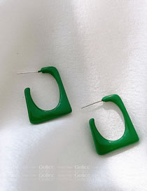 Fashion Green Alloy Geometric Square Ear Studs